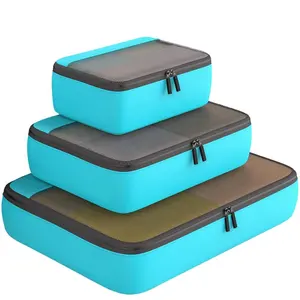 Factory OEM 3 Set Packing Cubes Organizer Double Zipper Travel Bag AccessoriesためLuggage Suitcase製MeshとNylon