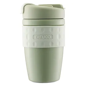 Tafuco 12 oz /16oz漏れ防止環境にやさしいかわいい350ML/500MLステンレス鋼断熱トラベルコーヒーカップマグ蓋付き2 IN 1