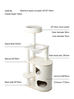 Arbre à chat polyvalent avec plusieurs niveaux, tube en carton, griffoir et maison d'activités pour chat Maine Coon