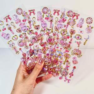 Autocollants 3D en acrylique gaufré imperméables pour scrapbooking, décorations colorées en perles et diamants, cadeaux promotionnels en cristal, feuille estampée à chaud - Product Image 1