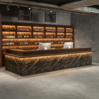 Comptoir de réception en forme de L moderne haut de gamme pour café, hôtel, maison d'hôtes, bar, restaurant, comptoir de bar, style industriel
