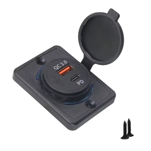 Cargador de Puerto <span class=keywords><strong>USB</strong></span> para coche QC3.0 + PD de 12-24V, adaptador de enchufe de cargador de coche con luz LED, Panel de cargador de coche impermeable para coche, barco marino RV - Product Image 5