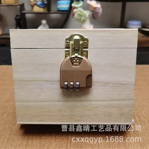 Wooden Storage <b>Box</b> With Combination Lock Rectangular Solid Wood Cover Home Decorative <b>Box</b> F58 - Product Image 3