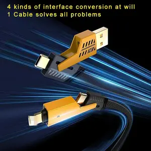 Snel Opladen 4 In 1 Usb Oplaadkabel Data Overdracht Multifunctionele Datakabels Voor Telefoon Opladen