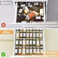 Gewürzschubladenorganizer mit 24 Gewürzgläsern, 216 Etiketten, rutschfestem Gummi, 4-stufiges Gewürzregal mit Schiebeablage für die Küche