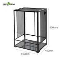 REPTIZOO Terrarium en verre pour reptiles, 60x45x90cm, ouverture frontale verticale, double porte, vivarium pour espèces arboricoles