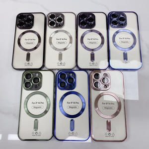 เคสชาร์จไร้สายระบบแม่เหล็ก,เคสใสเคลือบหรูหราสำหรับ <span class=keywords><strong>iPhone</strong></span> 14 <span class=keywords><strong>13</strong></span> 12 11 Pro Max ฝาครอบป้องกันเลนส์ซิลิโคนเนื้อนิ่ม - Product Image 2