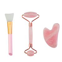 Ensemble de soins de la peau personnalisés Quartz Jade Roller Guasha avec huile essentielle et crème pour les yeux ensemble de rouleau masseur outil de beauté en gros