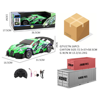 Voiture télécommandée à l'échelle 1/16 2,4 GHz avec lumières LED, batterie rechargeable, jouet de course RC pour adultes, garçons et filles