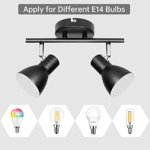 Nuevo Diseño <span class=keywords><strong>de</strong></span> <span class=keywords><strong>Foco</strong></span> <span class=keywords><strong>de</strong></span> Techo E14 <span class=keywords><strong>de</strong></span> 2 Vías y 60W, Moderno, Minimalista, Ajustable, LED/Halógeno, Negro, para Interiores <span class=keywords><strong>de</strong></span> Oficina - Product Image 3