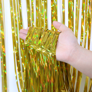 Hot Sale Lametta Hintergrund 1*2m Gold Alles Gute zum Geburtstag Folie Vorhänge Party Dekoration - Product Image 1