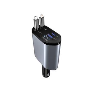 Chargeur de voiture super rapide 3 en 1 pour iPhone Huawei, avec câble rétractable caché et écran numérique, adaptateur QC/PD 30W - Product Image 6