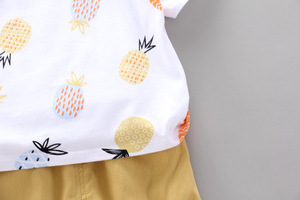 Conjuntos de Ropa para Bebé Niño, Camiseta de Manga Corta con Estampado de Piña Blanca, a Precio Bajo - Product Image 4