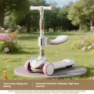 Trottinette pliable 3-en-1 <span class=keywords><strong>pour</strong></span> enfants avec roues LED clignotantes, siège réglable, jouet robuste <span class=keywords><strong>pour</strong></span> enfants <span class=keywords><strong>pour</strong></span> jouer en extérieur - Product Image 4