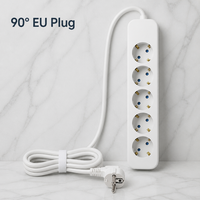 Industrielle 5-fach Schuko-Steckdosenleiste 90 Grad EU-Stecker ABS Messing Kunststoff Kupfer 1,8m Verlängerungskabel Mehrfachsteckdose für Zuhause
