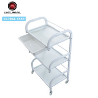 Carrito de Belleza Minimalista de Tres Niveles con Ruedas, Estante de Vidrio, Tamaño Pequeño, Organizador para Salones de Belleza y Cuidado Personal