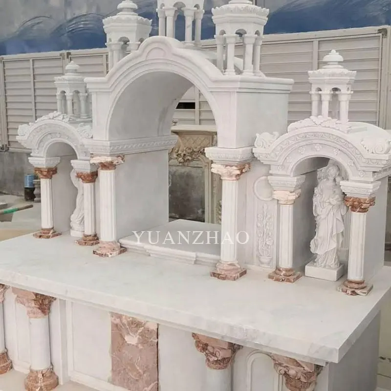 New design white marble church altar sculpture religious church decorated carved marble altar table