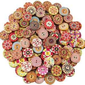 Großhandel 15mm 20mm 25mm Vintage runde Holz blume 2 Löcher dekorative Holz knöpfe für DIY Handwerk Kleidung Dekorationen - Product Image 3