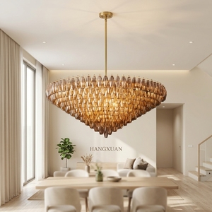 Lámpara de Techo Moderna de Lujo con Estructura de Acero y Cristal Chiara, de Múltiples Niveles y Redonda, para Comedores, Salas de Estar y Vestíbulos Grandes - Product Image 1