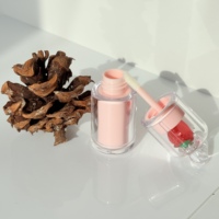 Tubos Vacíos para Brillo Labial de 4 ml con Diseño de Fresa, Pincel Grande, Logotipo Personalizado, Pared Gruesa, Envase con Tapa de Fruta, Gran Venta