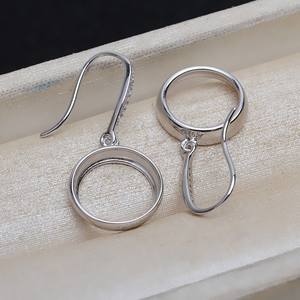Boucles d'oreilles pendantes Wenchi en argent S925, plaqué or 18 carats, pour bijoux DIY avec perles, accessoires faits main semi-finis 15977, design simple, Chine - Product Image 4