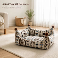 Lit pour animaux de compagnie rectangulaire en coton PP de style ethnique rétro pour chats