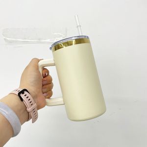 20oz Powder Coated Christmas <b>Mirror</b> Gold Plated Coffee Beer Mugs Tumbler with Removable Plastic Handle for Laser Engraving - Product Image 4