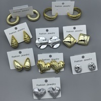 HL Wholesale Best Selling Trendy High-End Plastic Gold Geometric Irregular Earrings Eco-Friendly Plastic Earrings