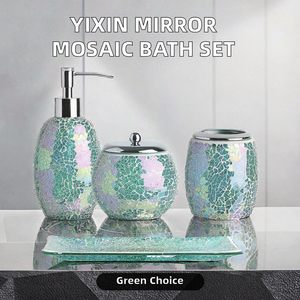 Modern Style Mirror Mosaic Glass <b>Bathroom</b> <b>Accessory</b> Four-Piece <b>Set</b> Factory Supplied for Home Decoration - Product Image 2