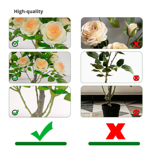 Plastic Champagne <b>Artificial</b> Rose <b>Tree</b>, Faux Floral <b>Tree</b> for Wedding Hotel Mall Decoration - Product Image 3