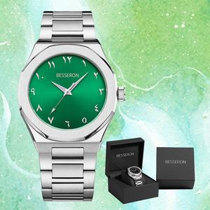 Reloj de pulsera de lujo para hombre, de acero inoxidable, con esfera de números arábigos, diseño de fábrica OEM, 5 ATM, cuarzo, con diseño de esfera árabe - Product Image 1