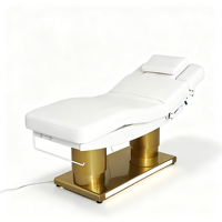 Lit de massage chauffant électrique à base dorée, 3 moteurs, réglable, lit de beauté facial, télécommande manuelle, lit de soin spa