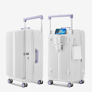 กระเป๋าเดินทางแบบเปิดด้านหน้าขนาด 28 นิ้ว ขยายได้ พร้อมที่วางแก้วและล้อหมุน สำหรับการเดินทางเพื่อการพักผ่อน - Product Image 1