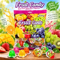 Kleurrijke gemengde fruitgelei bekers, individuele mini-gelei snoepjes