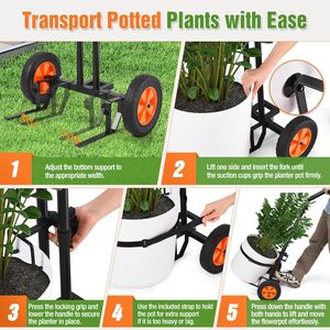 Heavy Duty Plant Dolly Cart Adjustable Grabbing Arm Suction Cups <b>Garden</b> Pot Mover <b>Trolley</b> Cart Platform Structure for Plant Pots - Product Image 5