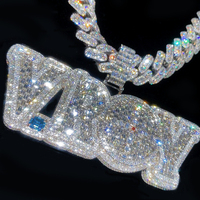 Pendentif Hip Hop Moissanite Personnalisé Plaqué Or Iced Out, Collier avec Pendentif Lettre Nom Personnalisé
