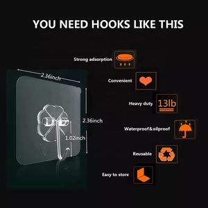 Nhà Máy Móc Trong Suốt Tường Treo Tự Dính Khăn Móc Phòng Tắm Nhà Bếp Không Thấm Nước Liền Mạch Thông Tư Móc - Product Image 2