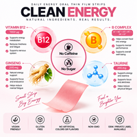 Bandes de film mince à dissoudre rapidement de Vitamine B12, Complexe B, Ginseng, sans caféine, pour l'énergie quotidienne, OEM, Marque Privée