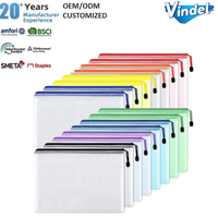 Pochette de classement A4 étanche en maille avec fermeture éclair, pochette pour documents, organisateur de fichiers transparent en PVC durable et coloré pour papiers et factures, idéal pour l'école et le bureau