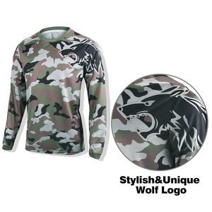Kaus lengan panjang pria, disesuaikan ya, <span class=keywords><strong>Jersey</strong></span> Downhill pria, kaus lengan panjang cepat kering, jaring poliester serigala hitam, <span class=keywords><strong>Jersey</strong></span> bersepeda sepeda jalan