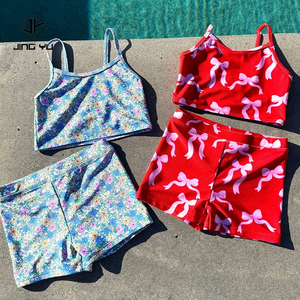 Maillot de bain pour filles de haute qualité, imprimé plage, protection solaire, quatre coins, personnalisé, en nylon recyclé. - Product Image 1
