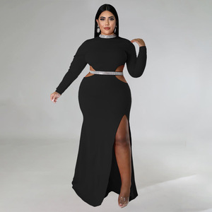 <span class=keywords><strong>Abbigliamento</strong></span> Taglie Forti all'Ingrosso, Nuovi Arrivi <span class=keywords><strong>Moda</strong></span>, Abito Lungo Sexy da Donna con Spacco in Vita - Product Image 3