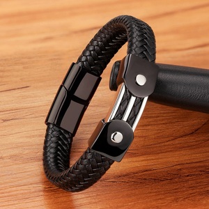 <span class=keywords><strong>Bracelet</strong></span> en <span class=keywords><strong>cuir</strong></span> véritable personnalisé pour hommes avec fermoir magnétique en acier inoxydable cadeau d'anniversaire mignon <span class=keywords><strong>de</strong></span> style tendance pour hommes femmes - Product Image 3