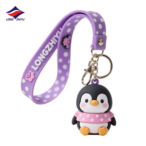 Móc khóa Longzhiyu 17 năm kinh nghiệm sản xuất, móc khóa hình búp bê màu xanh nhạt có hoa, móc khóa PVC mềm tùy chỉnh, phụ kiện trang trí túi xách - Product Image 1