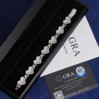 Bracelet cubain infini en argent S925 avec diamants en moissanite, forme de cœur baguette, bijoux de rappeur élégants et luxueux, style hip-hop, 2026