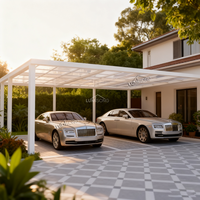 Abri de voiture moderne de luxe en polycarbonate et alliage d'aluminium, inspiré de la nature, pour 2 véhicules, avec toit en arche, étanche, garantie 10 ans pour voiture extérieure