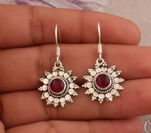 Venta caliente 925 plata esterlina Rosa Jade flor diseñador hecho a mano joyería regalo Idea mujeres pendientes - Product Image 2