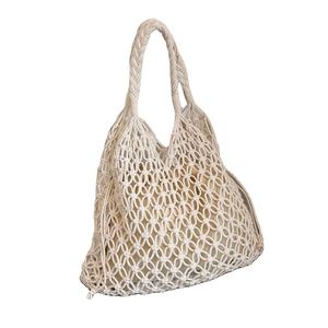 Bolso de Mano de Moda, Hecho a Mano, de Cuerda de Algodón Tejida, Bolso de Hombro Calado para Mujer, Bolso de Playa - Product Image 2