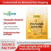 Poudre d'électrolytes de coco en marque blanche OEM, mélange pour boisson hydratante sportive au gingembre et curcuma, sans sucre ajouté, à base de plantes