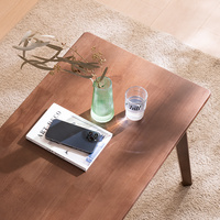 Table basse en bois d'hévéa de surface carrée, couleur noyer, en bois brut, durable, pour usage industriel